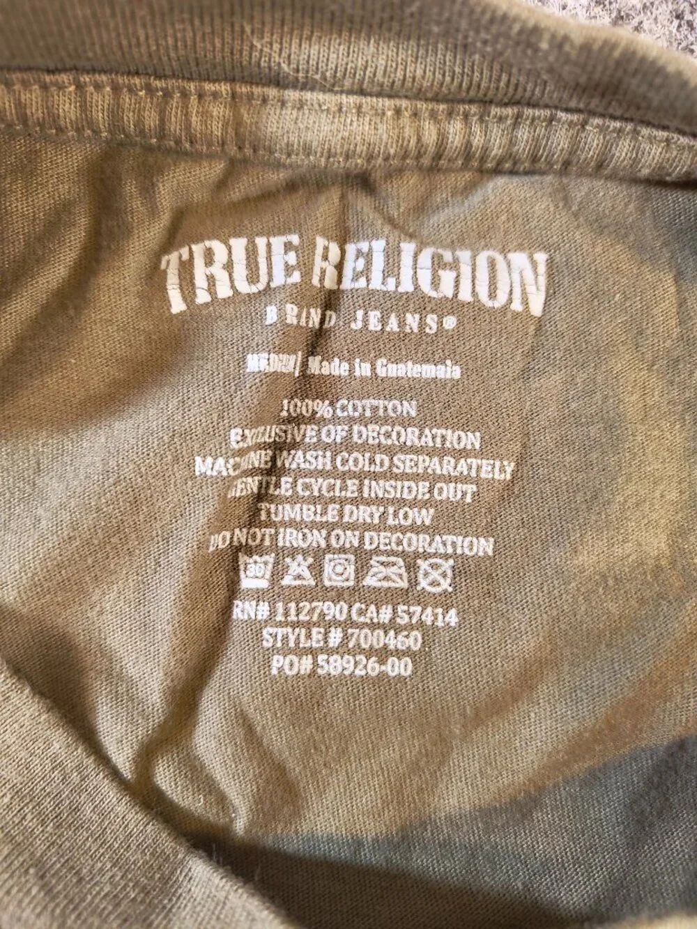 True Religion Metallic Buddha Graphic Tee Olive Green (M)